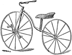 Women's velocipede. Note that it has a seat instead of a saddle. 